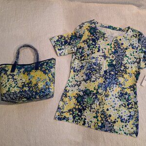 Talbots Butterfly Garden Floral Purse & Shirt Petite Set of 2